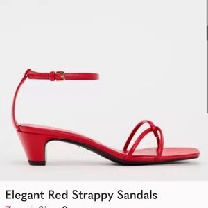 Red Strappy Ankle-Wrap Sandals sz 39